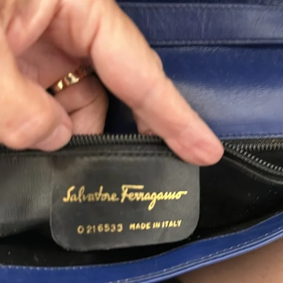 Salvatore Ferragamo Blue Leather Shoulder Purse - Picture 14 of 14